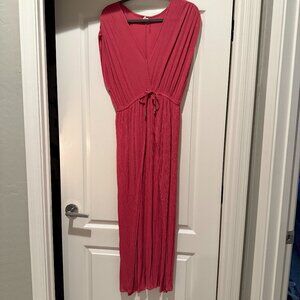 Elan | Wrap Maxi Cover-up Dress | Salmon | Size: M